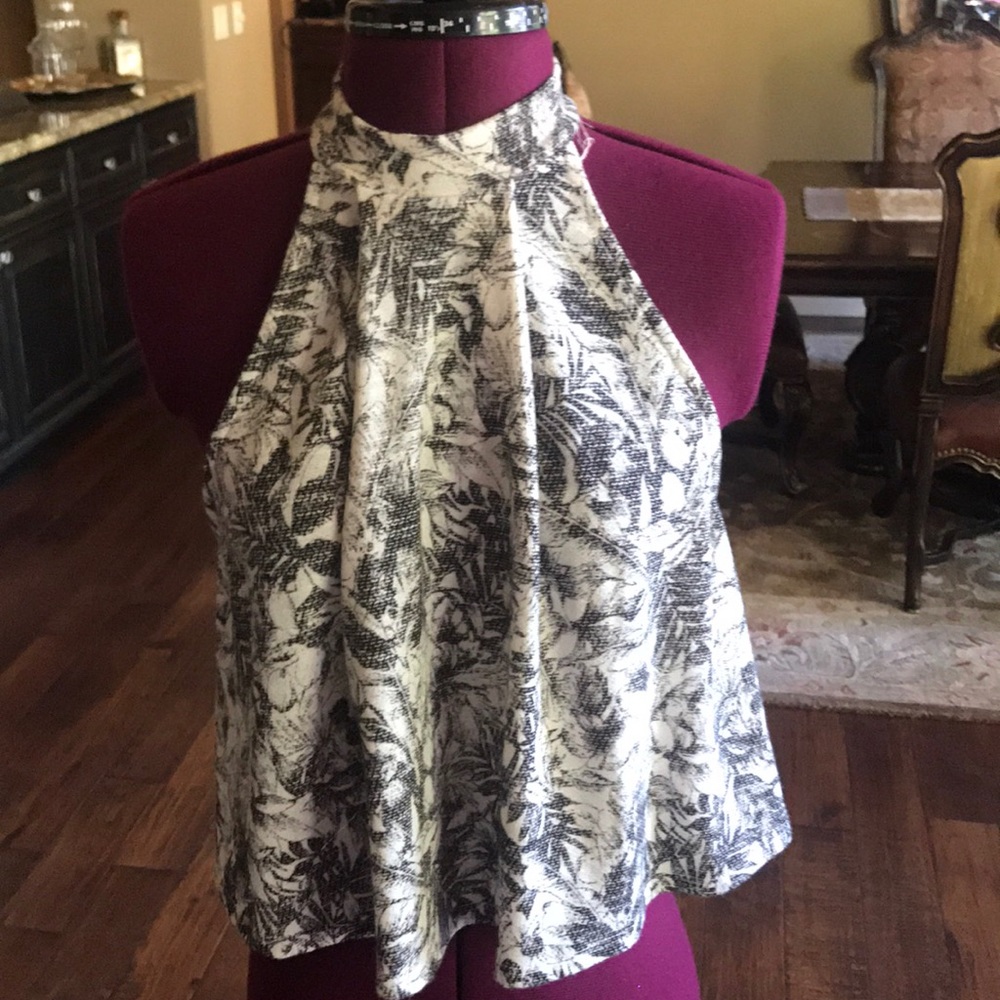 High neck halter.